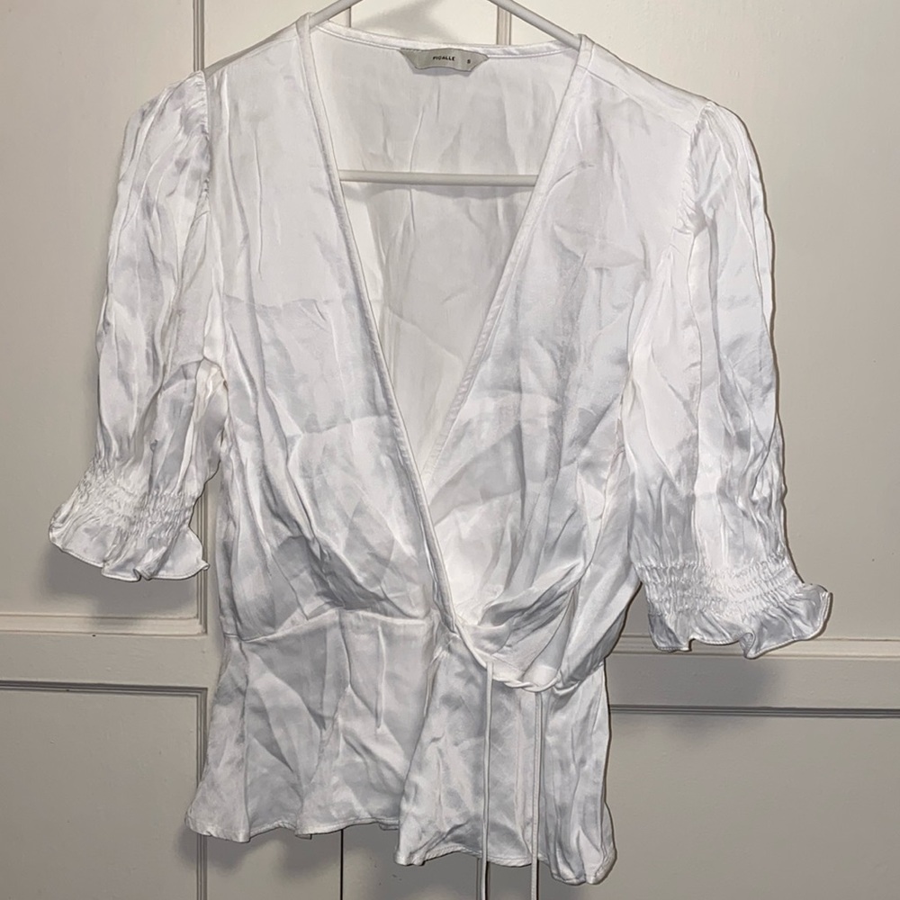 Pigalle Small White Wrap Top
